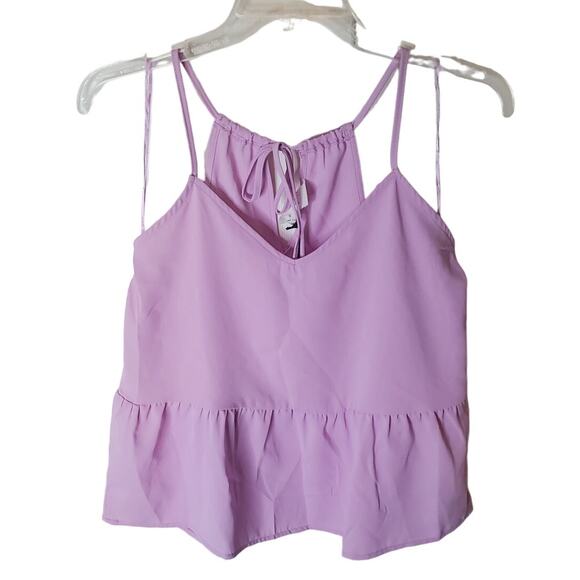 Olive and Oak Tops - Olive and Oak Ultra Pink Strappy Tank with Ruffle Bottom, NWT, Small